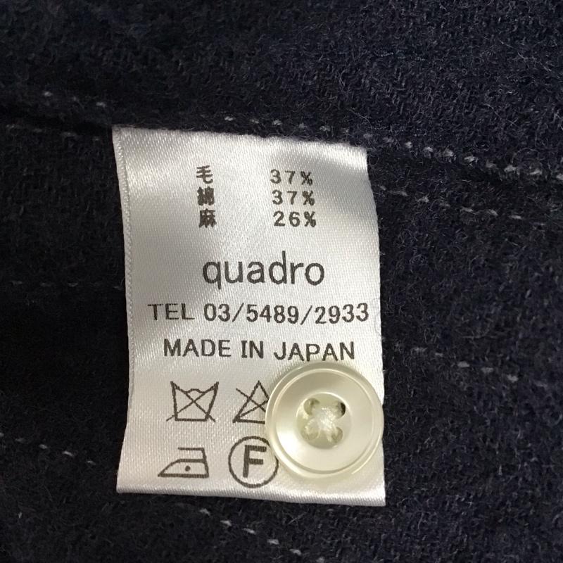 クオドロ quadro シャツ、ブラウス 長袖 長袖シャツ ストライプシャツ ノーカラーシャツ 2 ストライプ 紺 / ネイビー /  メンズ USED 古着 中古 10131550