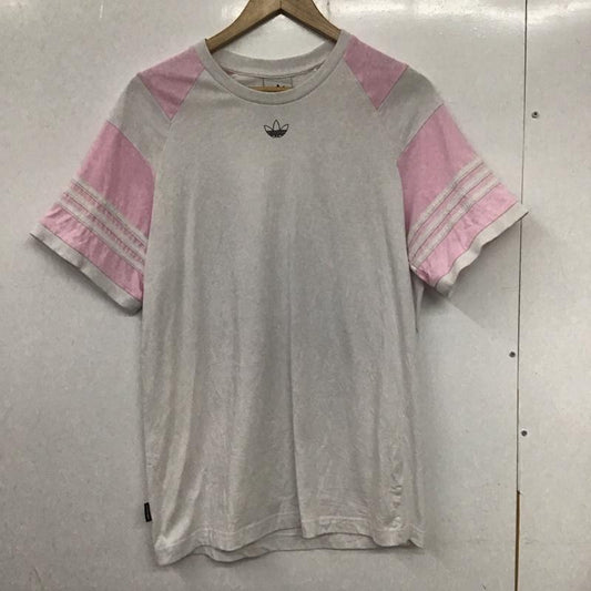 アディダス adidas Tシャツ 半袖 半袖カットソー プリントTシャツ クルーネックカットソー ロゴ、文字 白 / ホワイト / X 桃 / ピンク /  メンズ USED 古着 中古 10133718