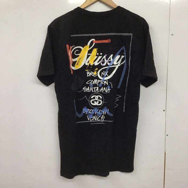 ステューシー STUSSY Tシャツ 半袖 半袖カットソー プリントTシャツ クルーネックカットソー M プリント 黒 / ブラック /  メンズ USED 古着 中古 10146751