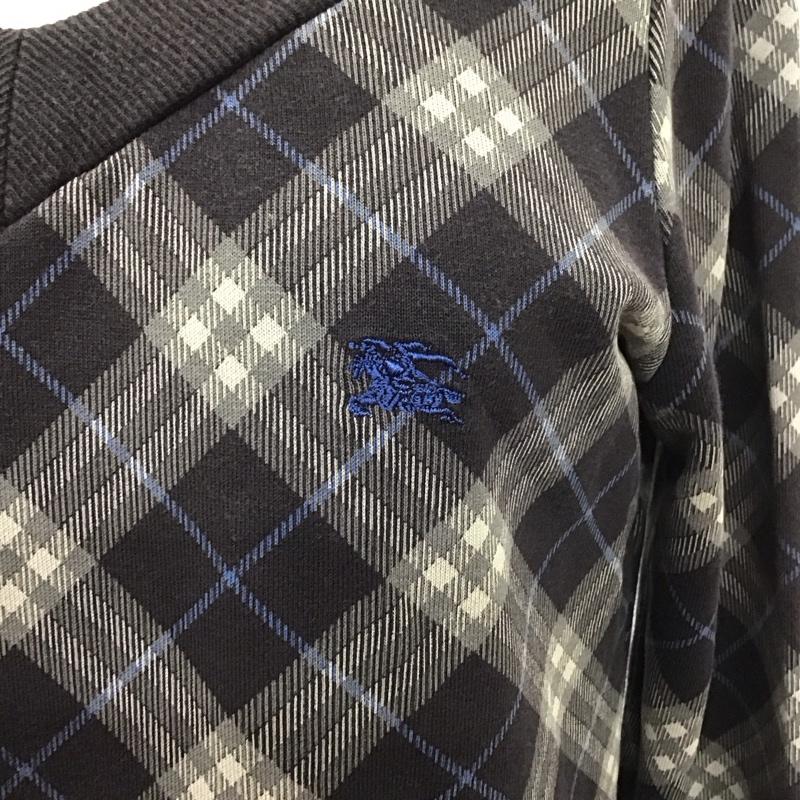 バーバリーブルーレーベル BURBERRY BLUE LABEL ワンピース ミニスカート FAF31-525-09 スウェット 長袖 Vネック ノバチェック 38 ワンポイント チャコールグレー / チャコールグレー /  レディース USED 古着 中古 10115482
