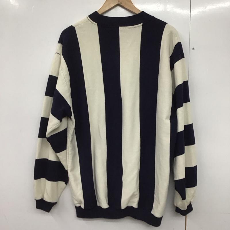 古着 USED トレーナー 長袖 長袖トレーナー スウェット クルーネック プルオーバー L ストライプ 白 / ホワイト / X 紺 / ネイビー /  メンズ USED 古着 中古 10141755