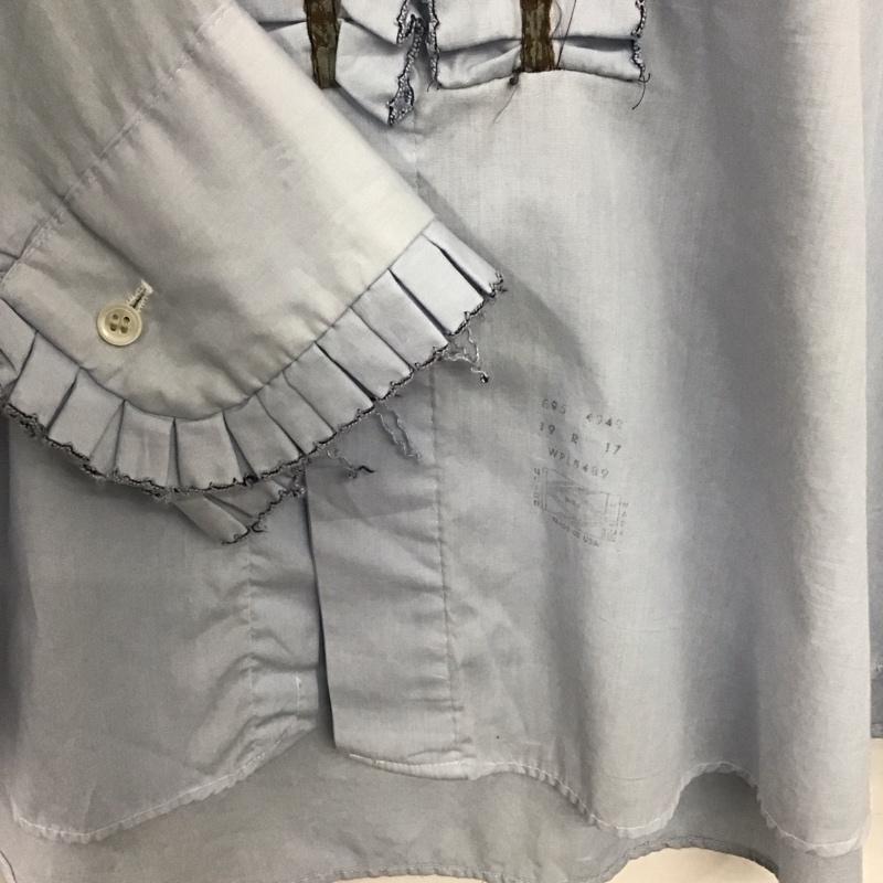 古着 USED シャツ、ブラウス 長袖 長袖シャツ 無地シャツ カラーシャツ フリルシャツ 無地 水色 / ライトブルー /  メンズ USED 古着 中古 10148368