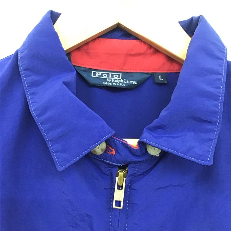 ポロバイラルフローレン Polo by RALPH LAUREN ジャケット、上着 ジャンパー、ブルゾン ジップアップジャケット スタンドカラー アウター L ロゴ、文字 青 / ブルー /  メンズ USED 古着 中古 10130361