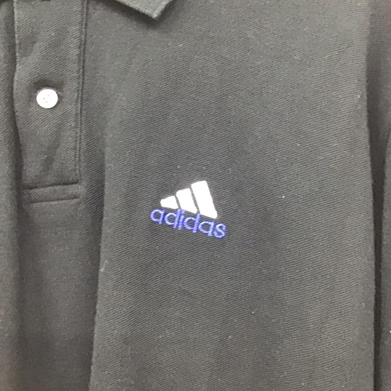 アディダス adidas ポロシャツ 長袖 半袖ポロシャツ 半袖カットソー カラーシャツ L ロゴ、文字 黒 / ブラック /  メンズ USED 古着 中古 10130638