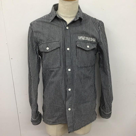 ステューシー STUSSY シャツ、ブラウス 長袖 L ストライプ X ロゴ、文字 白 / ホワイト / X 紺 / ネイビー /  メンズ USED 古着 中古 10126698