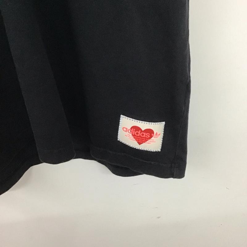 アディダス adidas Tシャツ 半袖 半袖カットソー プリントTシャツ クルーネックカットソー ロゴ、文字 黒 / ブラック /  メンズ USED 古着 中古 10140133