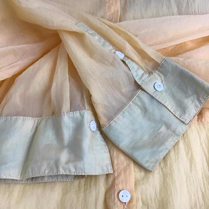 スライ SLY シャツ、ブラウス 長袖 030FSL30-4830 SHEER STAND COLLAR SHIRT シアーシャツ FREE 無地 橙 / オレンジ /  レディース USED 古着 中古 10131173