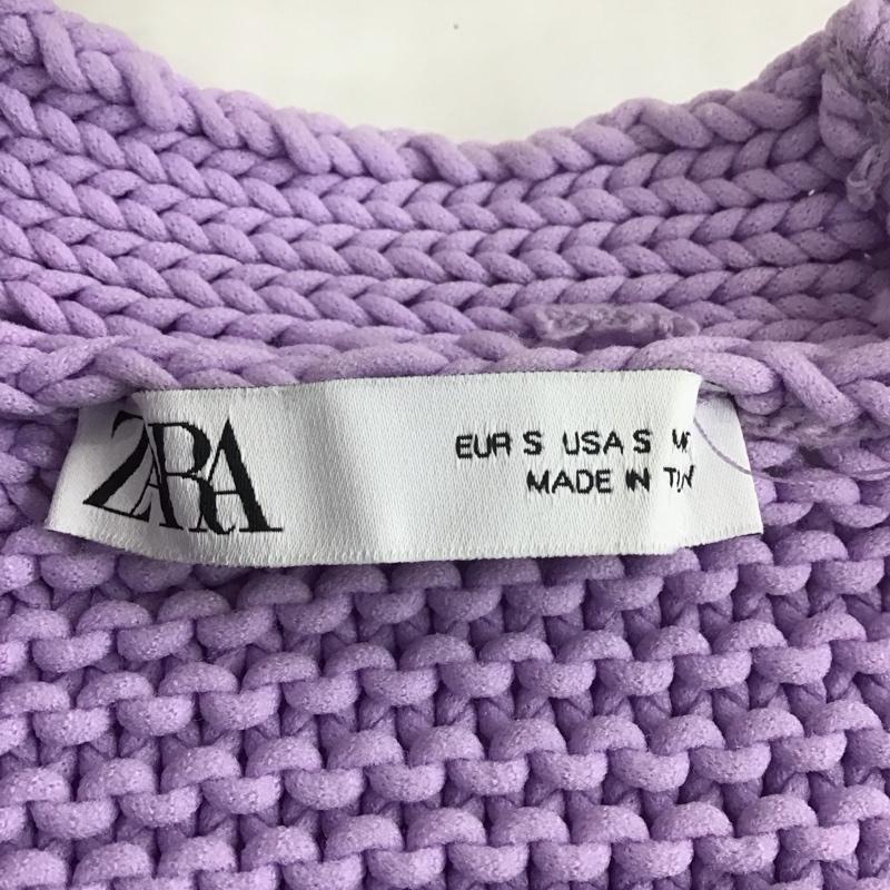 ザラ ZARA カーディガン 長袖 長袖ニットカーディガン リブニットカーディガン 前ボタン S 無地 紫 / パープル /  レディース USED 古着 中古 10110455