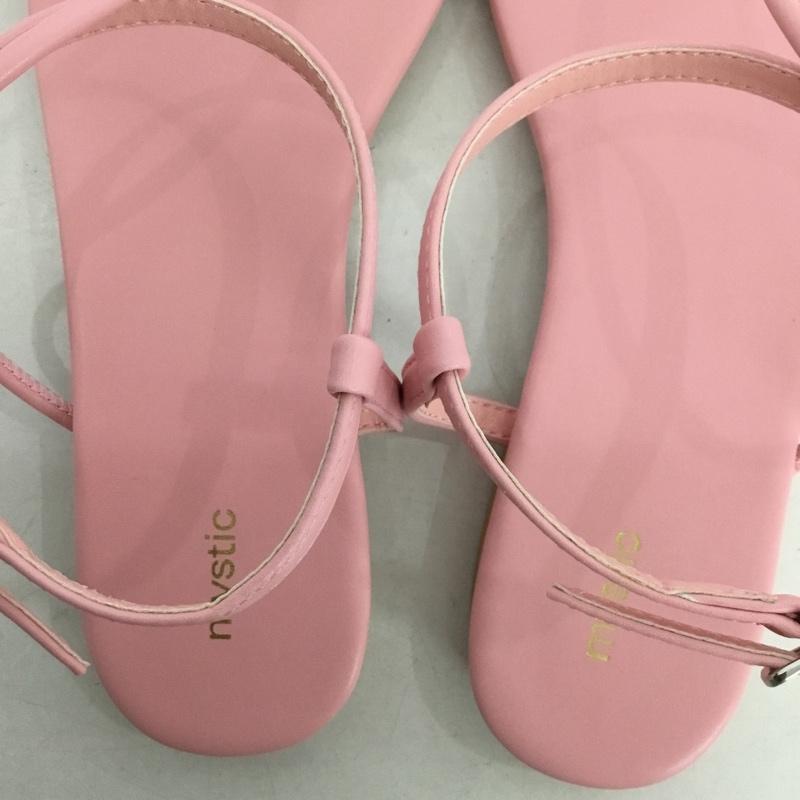 ミスティック mystic サンダル サンダル ストラップフラットサンダル 38 箱有 無地 桃 / ピンク /  レディース USED 古着 中古 10146269