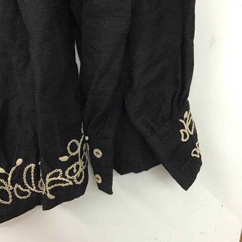 ザラ ZARA シャツ、ブラウス 長袖 長袖シャツ ノーカラーシャツ 刺繍シャツ XS 刺繍 黒 / ブラック /  レディース USED 古着 中古 10136784