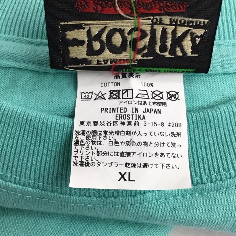エロスティカ EROSTiKA Tシャツ 半袖 半袖カットソー プリントTシャツ クルーネックカットソー XL プリント 緑 / グリーン /  メンズ USED 古着 中古 10134632