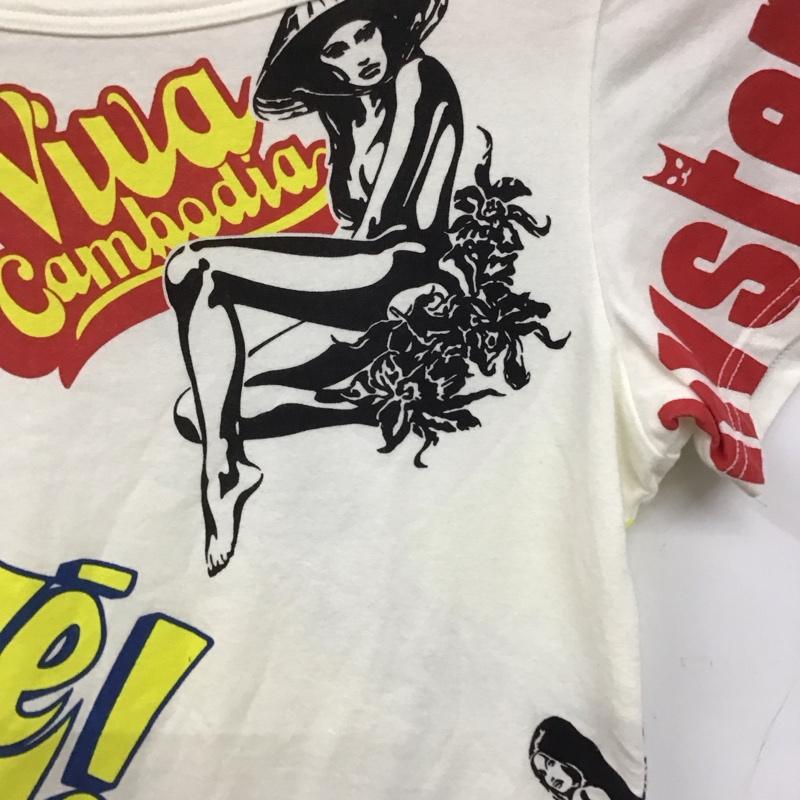 ヒステリックグラマー HYSTERIC GLAMOUR Tシャツ 半袖 半袖カットソー プリントTシャツ クルーネックカットソー FREE プリント 白 / ホワイト /  レディース USED 古着 中古 10142494