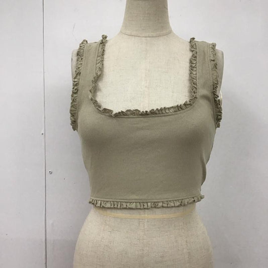ザラ ZARA タンクトップ タンクトップ 4424 804 806 フリル ショート丈 タグ付き S 無地 カーキ / カーキ /  レディース USED 古着 中古 10109648