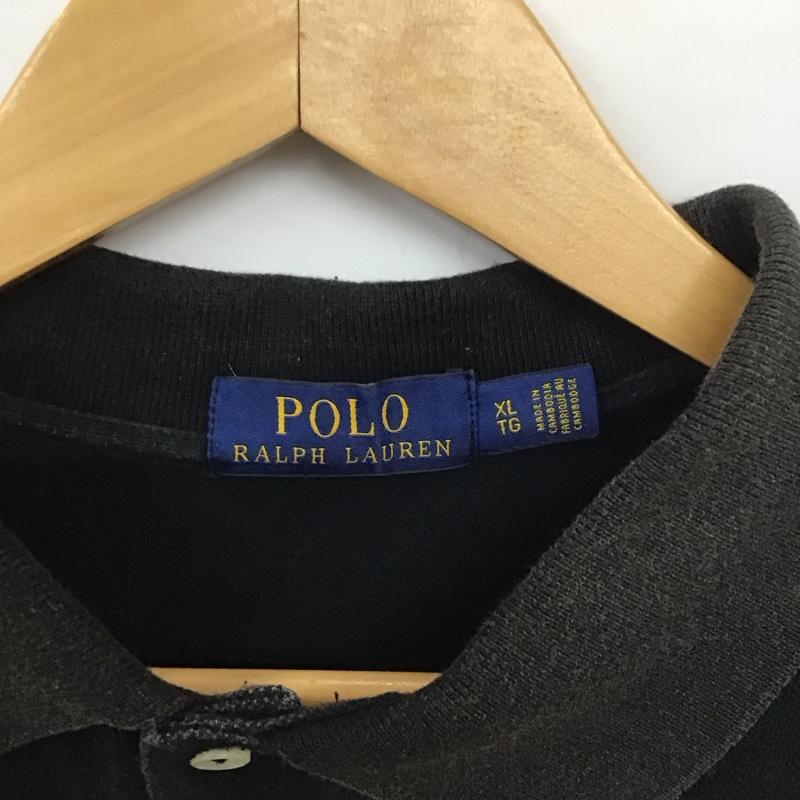 ポロラルフローレン POLO RALPH LAUREN ポロシャツ 半袖 半袖ポロシャツ 半袖カットソー カラーシャツ XL ロゴ、文字 黒 / ブラック /  メンズ USED 古着 中古 10132575