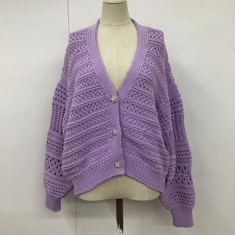 ザラ ZARA カーディガン 長袖 長袖ニットカーディガン リブニットカーディガン 前ボタン S 無地 紫 / パープル /  レディース USED 古着 中古 10110455