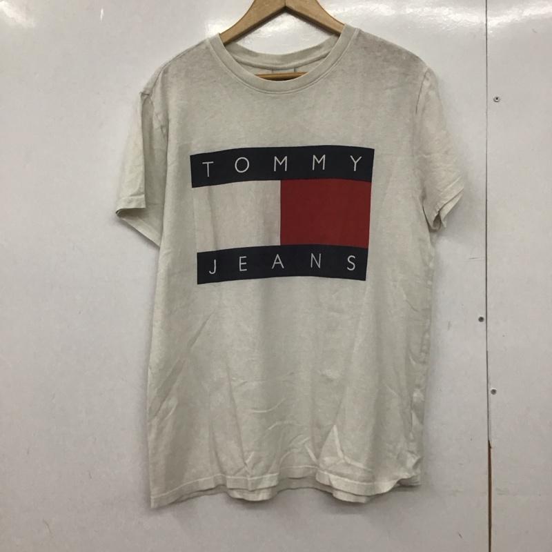 トミー ジーンズ TOMMY JEANS Tシャツ 半袖 半袖カットソー プリントTシャツ クルーネックカットソー L ロゴ、文字 アイボリー / アイボリー /  メンズ USED 古着 中古 10148996