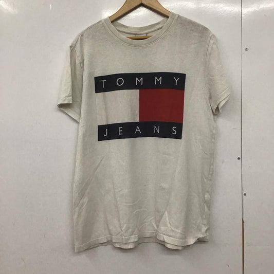 トミー ジーンズ TOMMY JEANS Tシャツ 半袖 半袖カットソー プリントTシャツ クルーネックカットソー L ロゴ、文字 アイボリー / アイボリー /  メンズ USED 古着 中古 10148996
