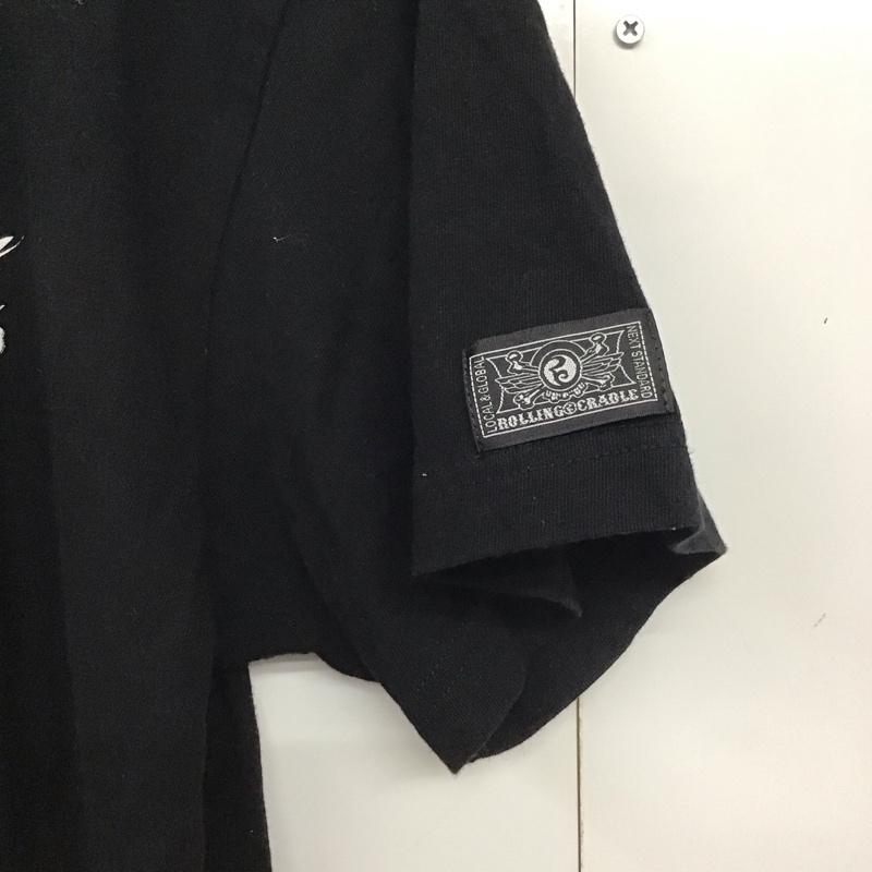 ローリングクレイドル ROLLING CRADLE Tシャツ 半袖 半袖カットソー プリントTシャツ クルーネックカットソー L ロゴ、文字 黒 / ブラック /  メンズ USED 古着 中古 10140708