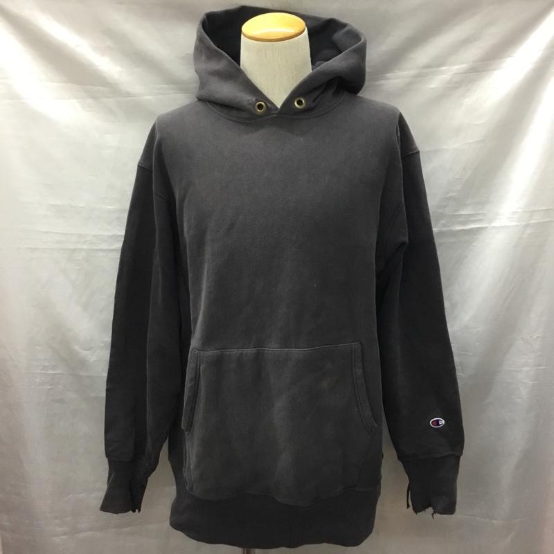 チャンピオン Champion パーカー 長袖 長袖パーカー フード付きパーカー プリントスウェット トレーナー 復刻 単色タグ XL 無地 黒 / ブラック /  メンズ USED 古着 中古 10122392