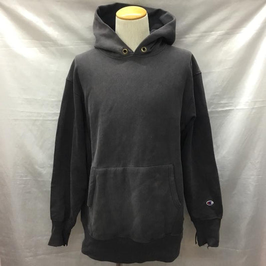 チャンピオン Champion パーカー 長袖 長袖パーカー フード付きパーカー プリントスウェット トレーナー 復刻 単色タグ XL 無地 黒 / ブラック /  メンズ USED 古着 中古 10122392