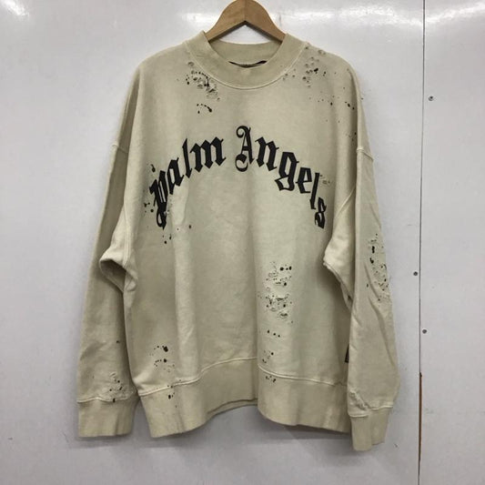 パーム・エンジェルス Palm Angels トレーナー 長袖 22AW GDGLITTEREDLOGO 長袖トレーナー スウェット XL ロゴ、文字 X ダメージ加工 ベージュ / ベージュ /  メンズ USED 古着 中古 10138908