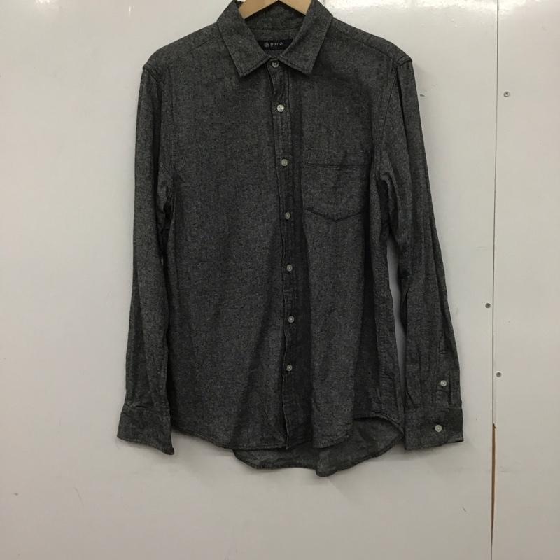 ナノベース nano base シャツ、ブラウス 長袖 長袖シャツ 無地シャツ カラーシャツ L 無地 灰 / グレー /  メンズ USED 古着 中古 10139297