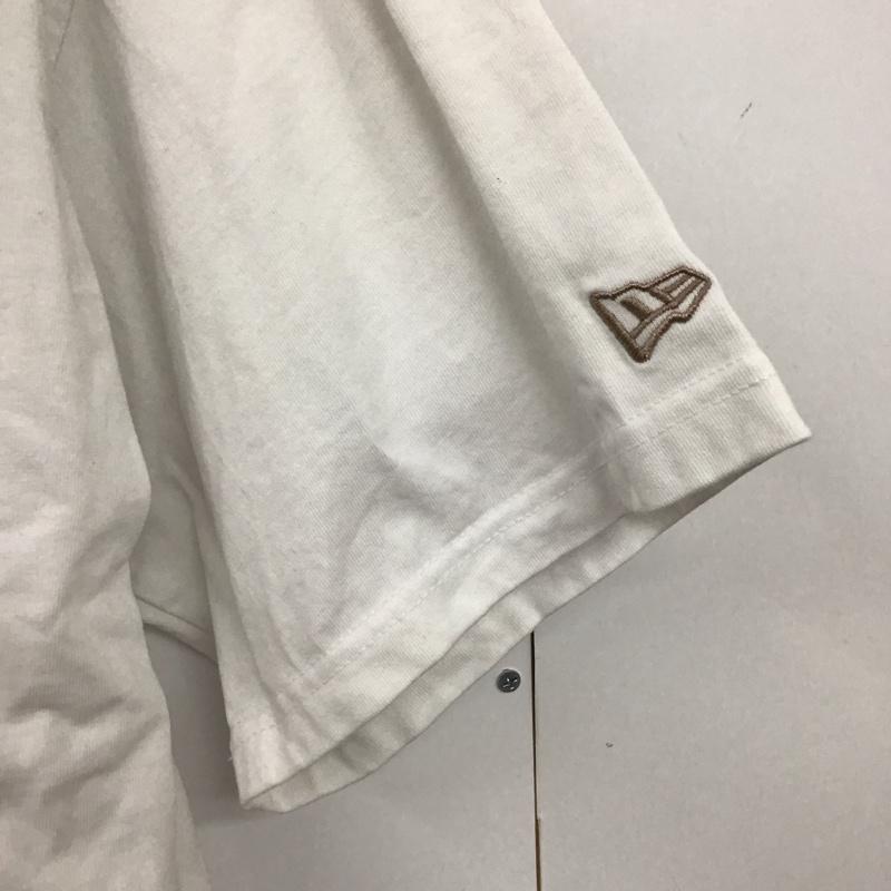 ニューエラ NEW ERA Tシャツ 半袖 クルーネック バックロゴ 刺繍 L ロゴ、文字 白 / ホワイト /  メンズ USED 古着 中古 10146536