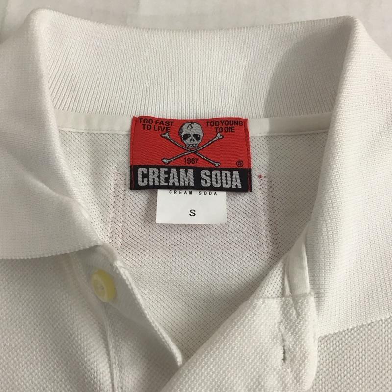 クリームソーダ CREAMSODA ポロシャツ 半袖 半袖ポロシャツ カラーシャツ 半袖カットソー S ロゴ、文字 白 / ホワイト /  メンズ USED 古着 中古 10113114