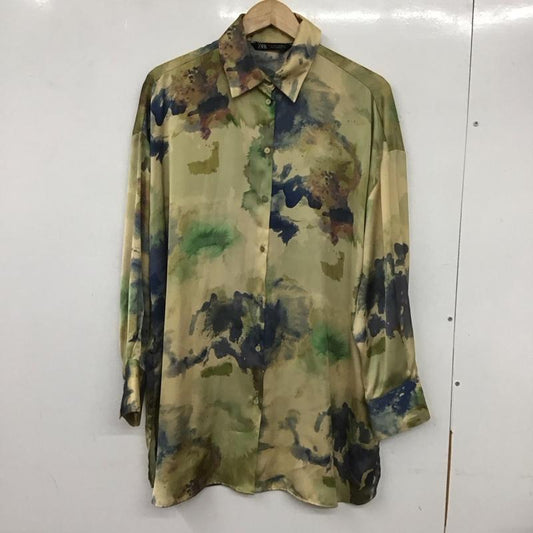ザラ ZARA シャツ、ブラウス 長袖 7993/455/903 オーバーサイズ サテン エフェクト シャツ S 総柄 マルチカラー / マルチカラー /  レディース USED 古着 中古 10133628