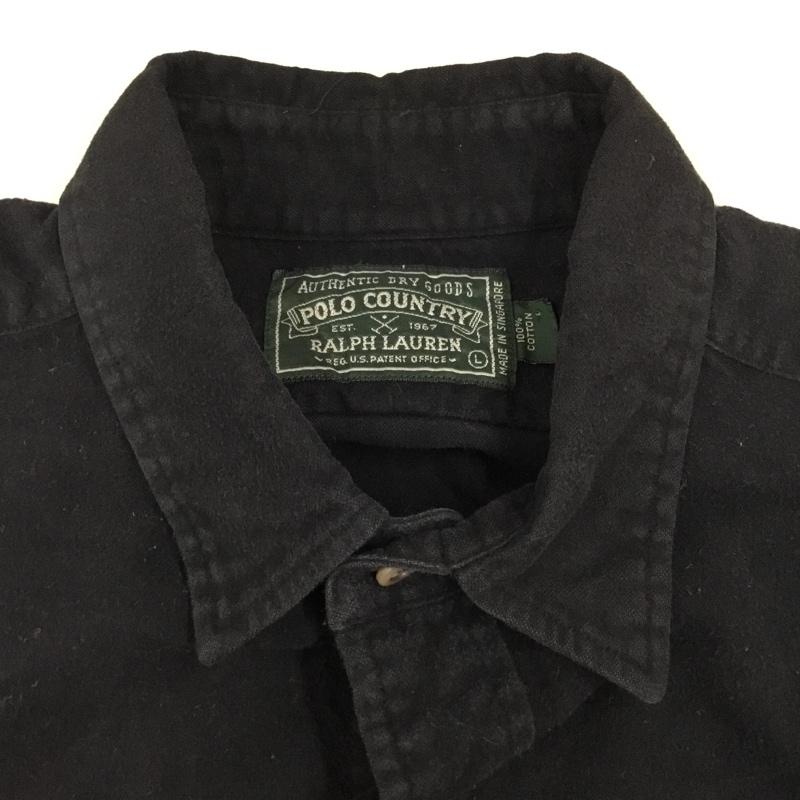 ラルフローレン RALPHLAUREN シャツ、ブラウス 長袖 80年代 POLO COUNTRY L 無地 黒 / ブラック /  メンズ USED 古着 中古 10112375