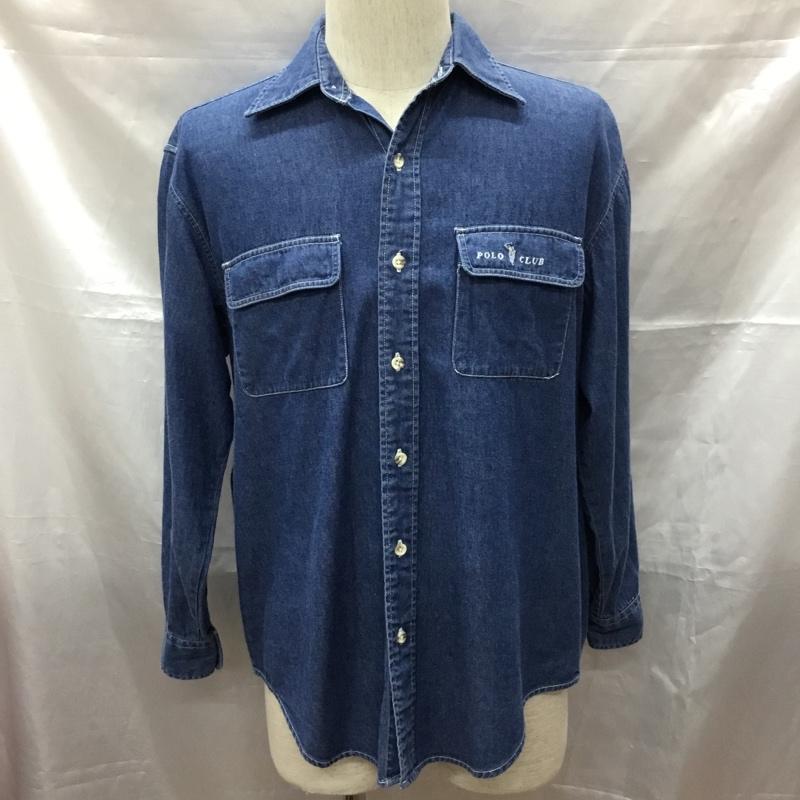 ポロクラブ POLOCLUB シャツ、ブラウス 長袖 長袖シャツ カラーシャツ ポケットシャツ 長袖カットソー デニムシャツ ロゴ、文字 インディゴ / インディゴ /  メンズ USED 古着 中古 10113315