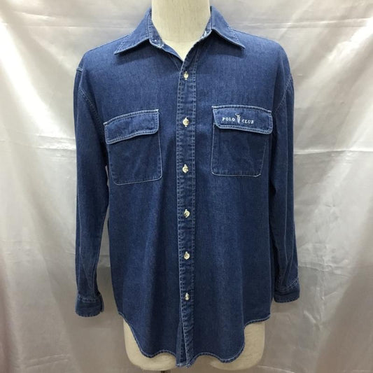 ポロクラブ POLOCLUB シャツ、ブラウス 長袖 長袖シャツ カラーシャツ ポケットシャツ 長袖カットソー デニムシャツ ロゴ、文字 インディゴ / インディゴ /  メンズ USED 古着 中古 10113315