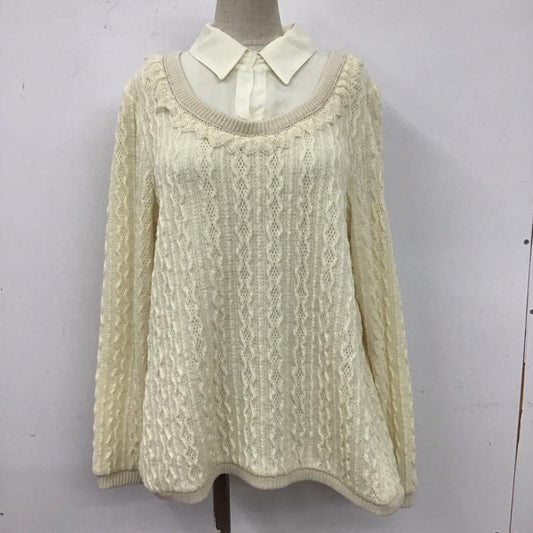 アクシーズファム axes femme ニット、セーター 長袖 長袖ニットカットソー ニット セーター クルーネックニット M 無地 白 / ホワイト /  レディース USED 古着 中古 10107708