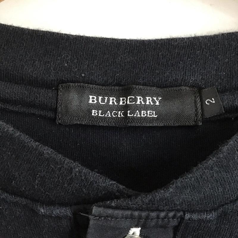 バーバリーブラックレーベル BURBERRY BLACK LABEL カットソー 半袖 半袖カットソー ヘンリーネックカットソー 2 ロゴ、文字 紺 / ネイビー /  メンズ USED 古着 中古 10130130