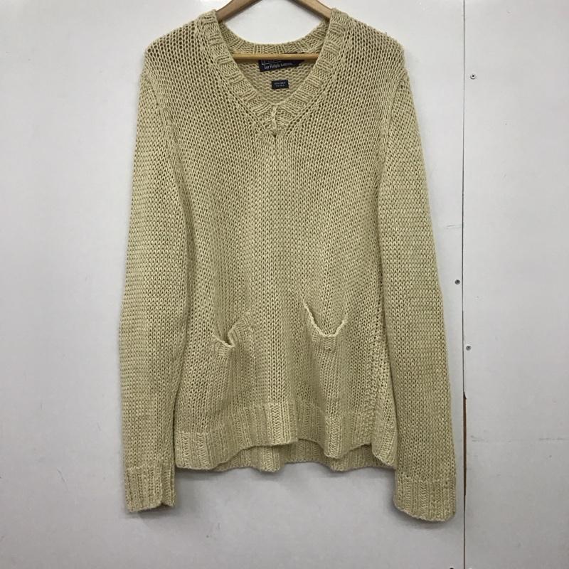 ポロバイラルフローレン Polo by RALPH LAUREN ニット、セーター 長袖 長袖ニットカットソー Vネック セーター M 無地 ベージュ / ベージュ /  メンズ USED 古着 中古 10147269