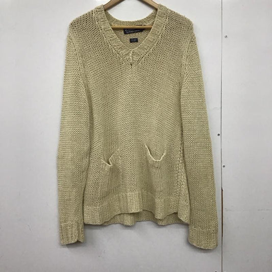 ポロバイラルフローレン Polo by RALPH LAUREN ニット、セーター 長袖 長袖ニットカットソー Vネック セーター M 無地 ベージュ / ベージュ /  メンズ USED 古着 中古 10147269