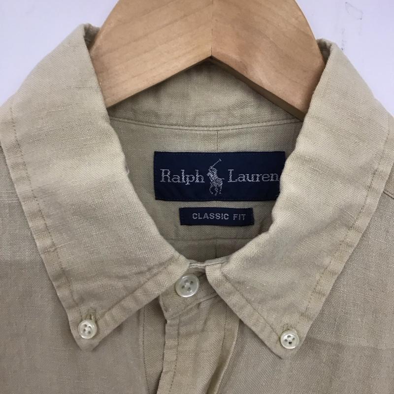 ラルフローレン RALPHLAUREN シャツ、ブラウス 半袖 半袖シャツ 無地シャツ カラーシャツ ボタンダウンシャツ M ロゴ、文字 ベージュ / ベージュ /  メンズ USED 古着 中古 10133965