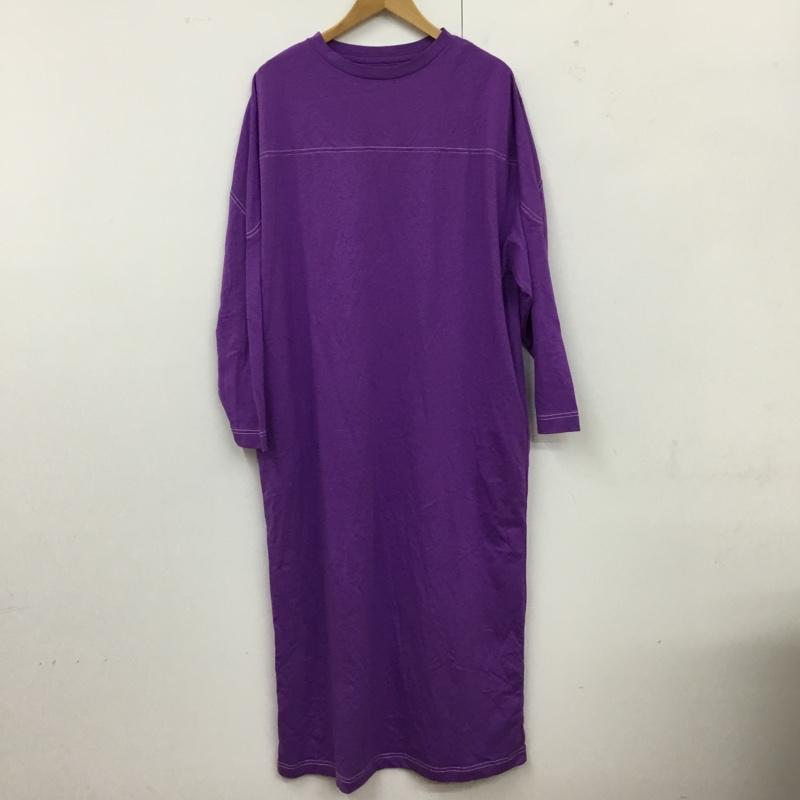 古着 USED ワンピース ロングスカート 6001878 配色ステッチオーバーサイズ長袖Tシャツワンピース L 無地 紫 / パープル /  レディース USED 古着 中古 10110791