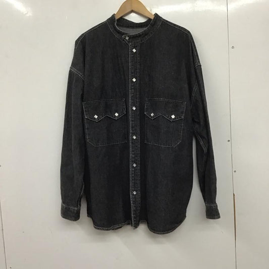 テンダーロイン TENDERLOIN シャツ、ブラウス 長袖 長袖シャツ デニムシャツ ノーカラーシャツ 5号 無地 黒 / ブラック /  メンズ USED 古着 中古 10139777