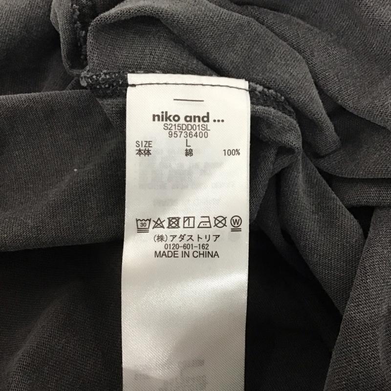 ニコアンド niko and... Tシャツ 半袖 L ロゴ、文字 X プリント チャコールグレー / チャコールグレー /  レディース USED 古着 中古 10137175