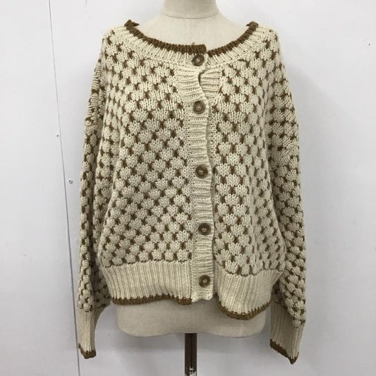 ローリーズファーム LOWRYS FARM ニット、セーター 長袖 LF621346NT 2WAY柄ショートニットプルオーバーカーディガン  茶 / ブラウン / X アイボリー / アイボリー /  レディース USED 古着 中古 10122560