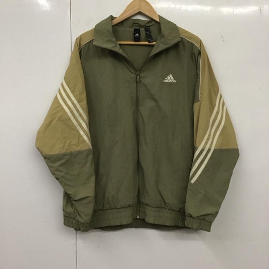 アディダス adidas ジャケット、上着 ジャケット、ブレザー gt6357 ナイロンジャケット ジップアップジャケット スポーツウェア L ロゴ、文字 カーキ / カーキ /  メンズ USED 古着 中古 10134704