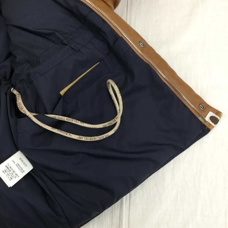 アベイシングエイプ A BATHING APE ジャケット、上着 ダウンジャケット LEATHER CLASSIC DOWN JACKET　シープスキン M 無地 茶 / ブラウン /  メンズ USED 古着 中古 10143958