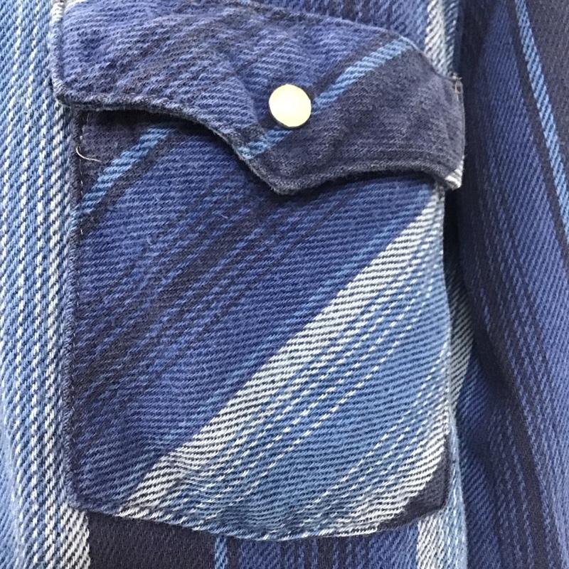 キイ KEY シャツ、ブラウス 長袖 長袖シャツ カラーシャツ カジュアルシャツ SADDLEKING ストライプシャツ ストライプ 青 / ブルー /  メンズ USED 古着 中古 10110724