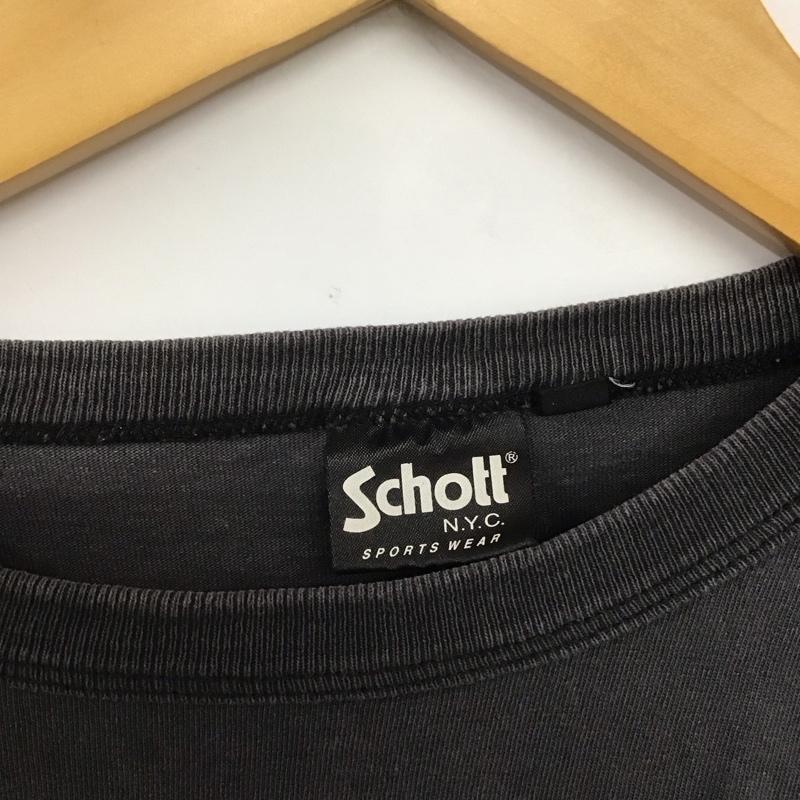 ショット schott Tシャツ 半袖 半袖カットソー プリントTシャツ クルーネックカットソー M ロゴ、文字 ダークグレー / ダークグレー /  メンズ USED 古着 中古 10146050