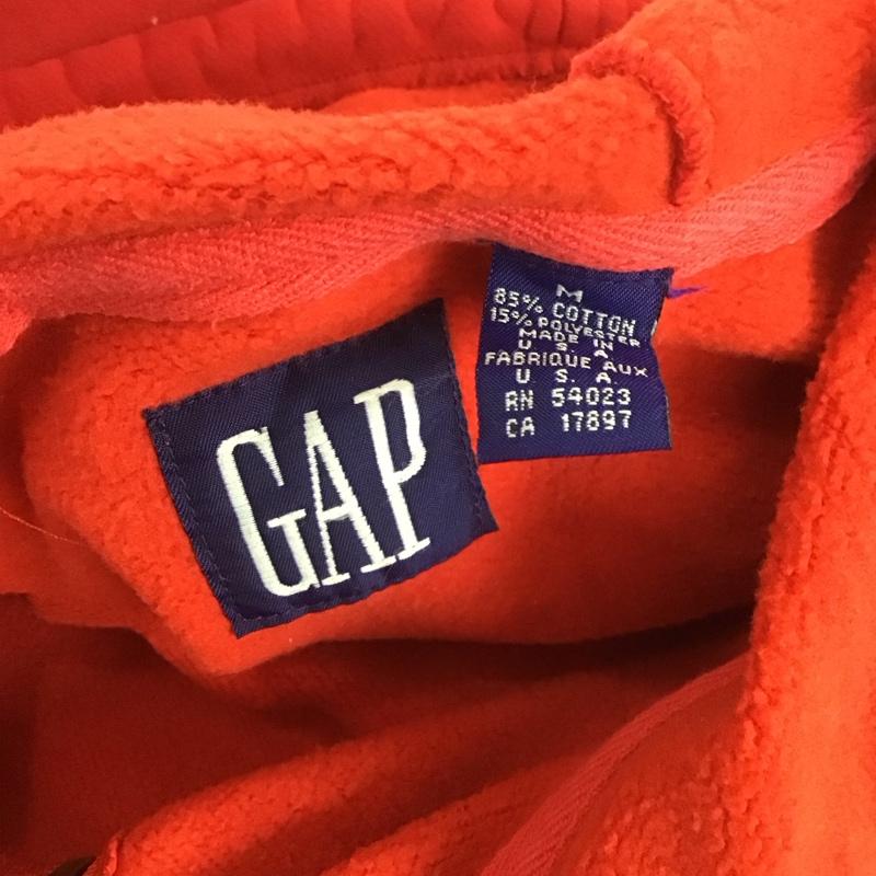 ギャップ GAP パーカー 長袖 90年代 USA製 スウェット 裏起毛 M ロゴ、文字 赤 / レッド /  メンズ USED 古着 中古 10112225