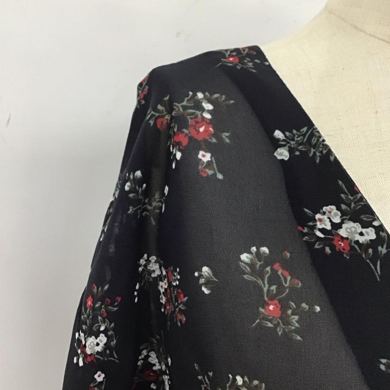 ローリーズファーム LOWRYS FARM ワンピース ロングスカート nl717003tk シフォンロングワンピース フレアスカート 前開シャツワンピース M 花柄 紺 / ネイビー /  レディース USED 古着 中古 10111518