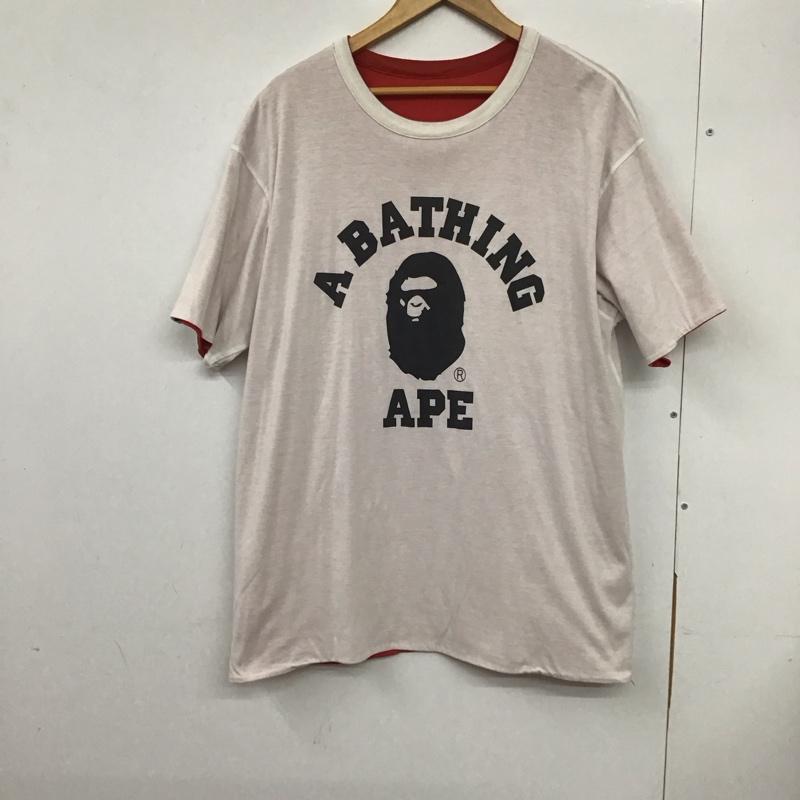 アベイシングエイプ A BATHING APE Tシャツ 半袖 半袖カットソー プリントTシャツ クルーネックカットソー リバーシブル 00s XL ロゴ、文字 白 / ホワイト /  メンズ USED 古着 中古 10132599