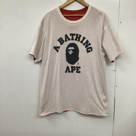 アベイシングエイプ A BATHING APE Tシャツ 半袖 半袖カットソー プリントTシャツ クルーネックカットソー リバーシブル 00s XL ロゴ、文字 白 / ホワイト /  メンズ USED 古着 中古 10132599