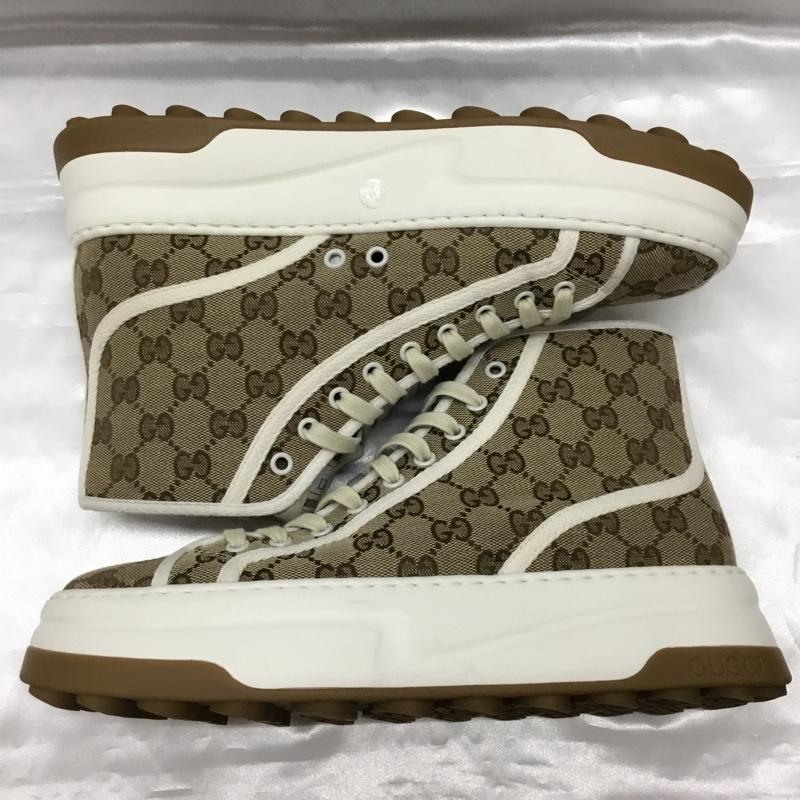 グッチ GUCCI スニーカー スニーカー GG ハイカット 箱有 総柄 ベージュ / ベージュ / X 白 / ホワイト /  メンズ USED 古着 中古 10109199